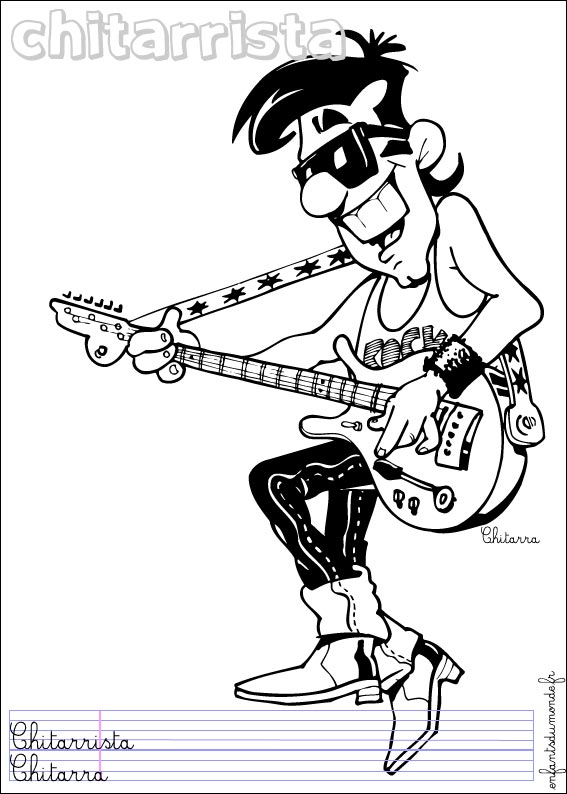 coloriage guitariste 